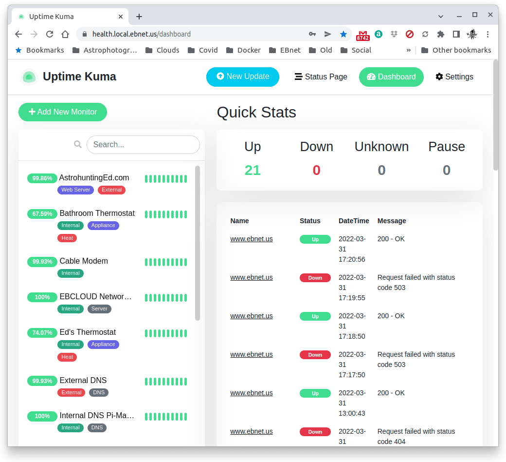Monitor your Home Network easily with UptimeKuma