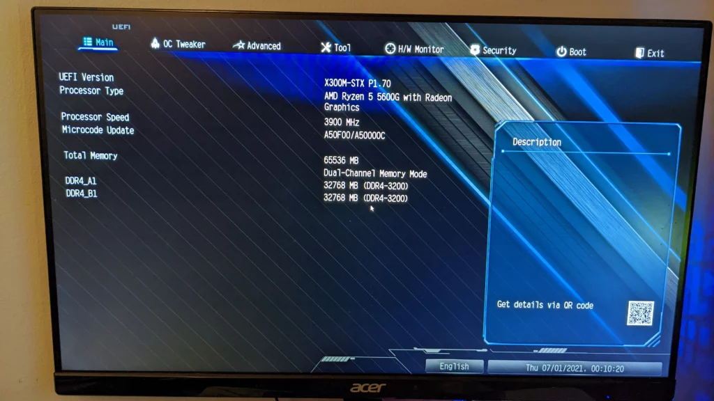 x300 BIOS Main Tab